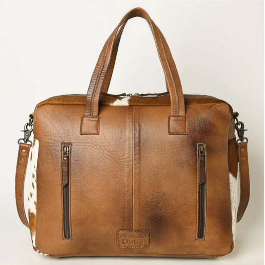 Hand Tooled Leather & Cowhide Concealed Carry Bag