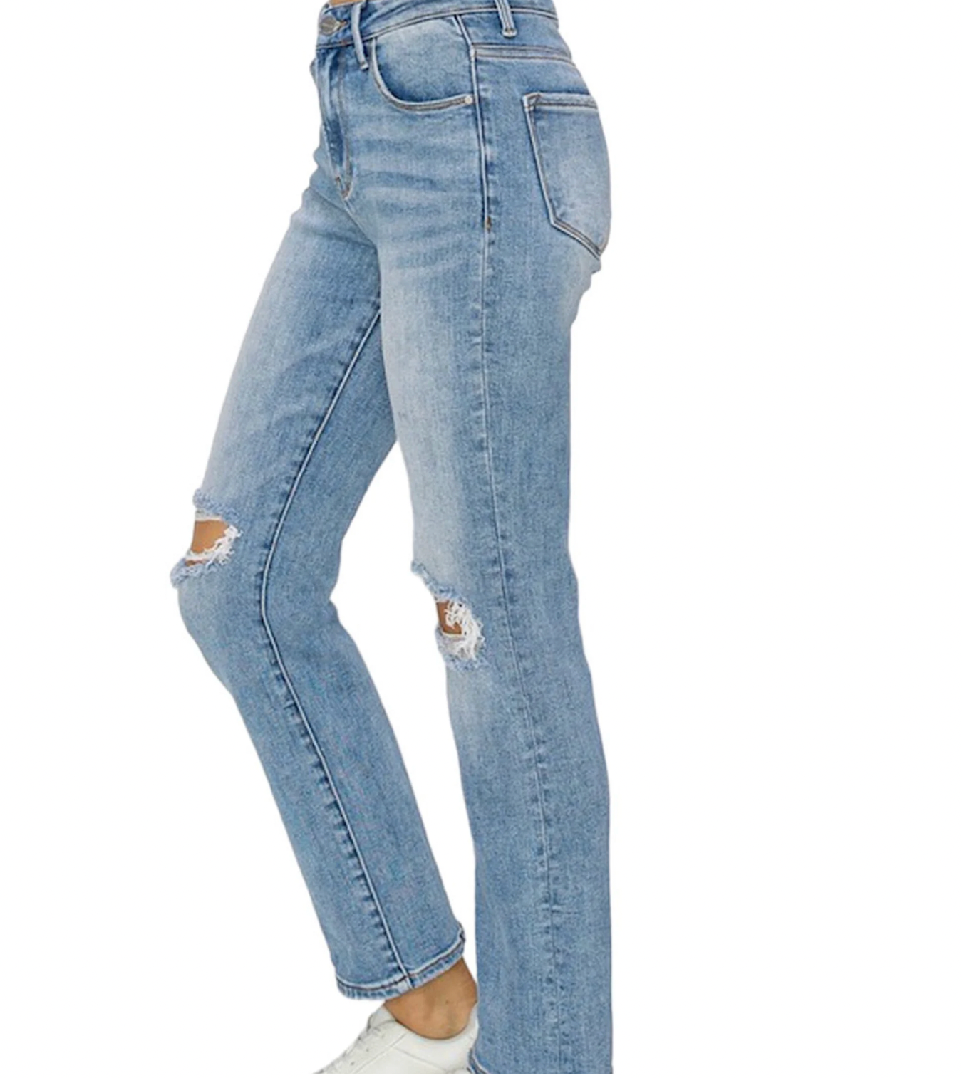 Sandy Medium High Rise Ankle Straight Leg Jean