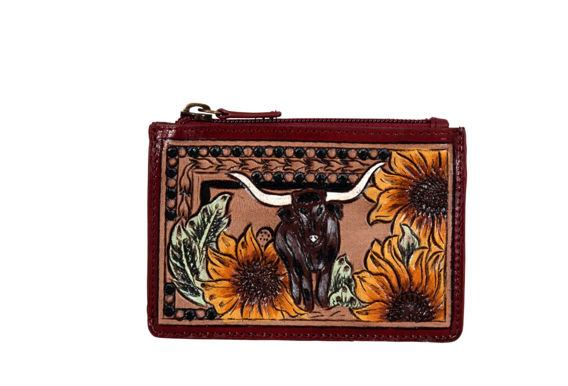 Where Longhorns Graze Hand-Tooled Card Holder