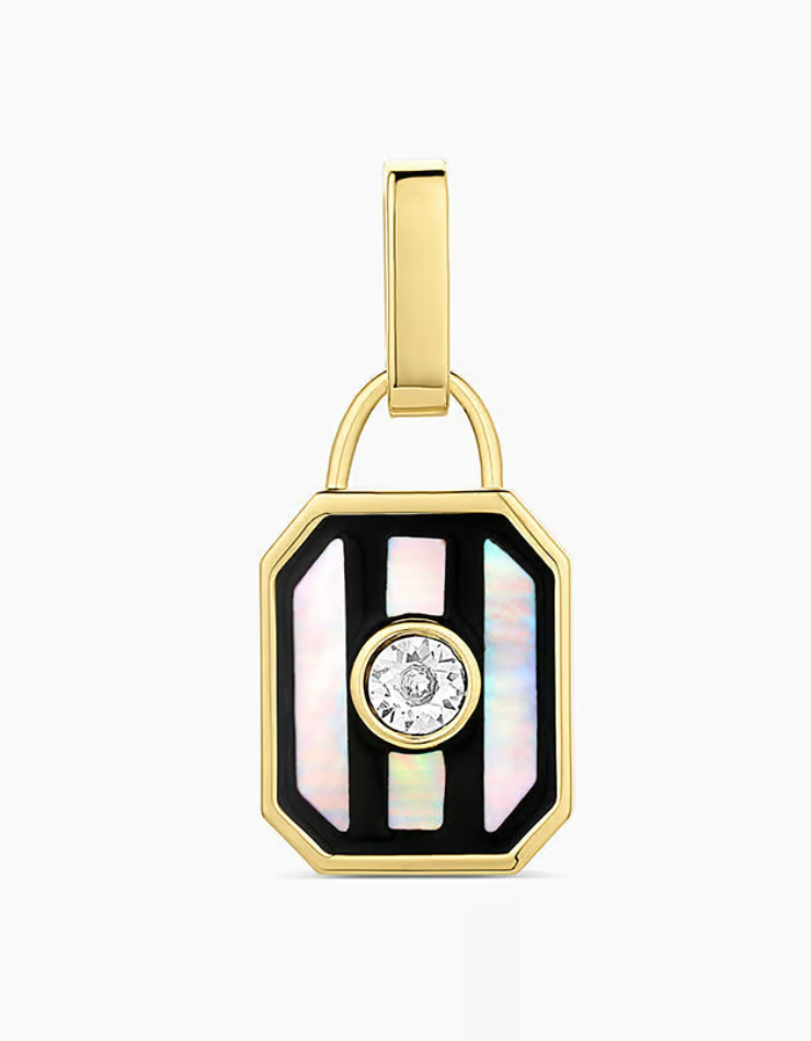 Mother of Pearl Stripe Tag Charm