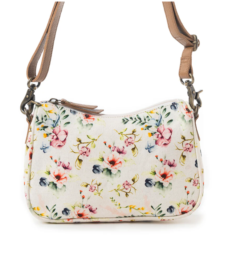 Cottage Rose Crossbody Bag In Off White