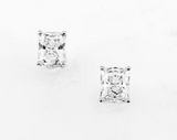 Emerald CZ Silver Stud Earrings