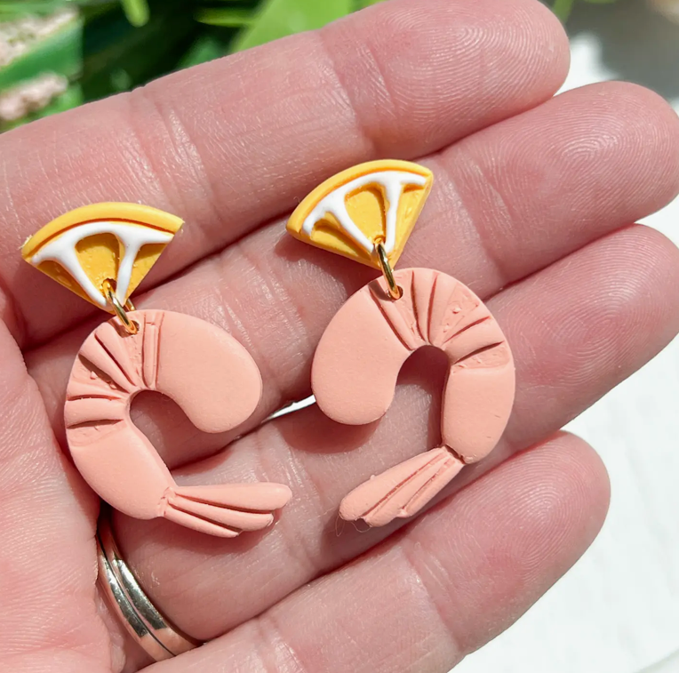 Lemon Wedge and Shrimp Polymer Clay Earring