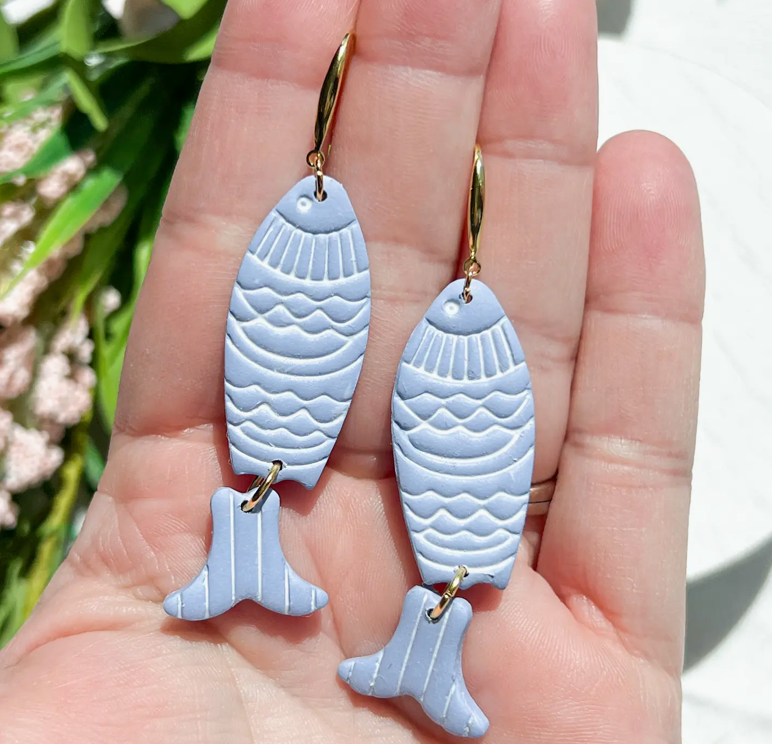 Nautical Sardine Polymer Clay Earrings