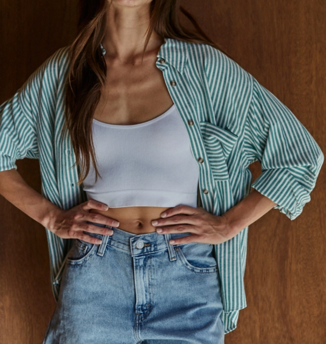 🌿 Easy Breezy Green Striped Overshirt