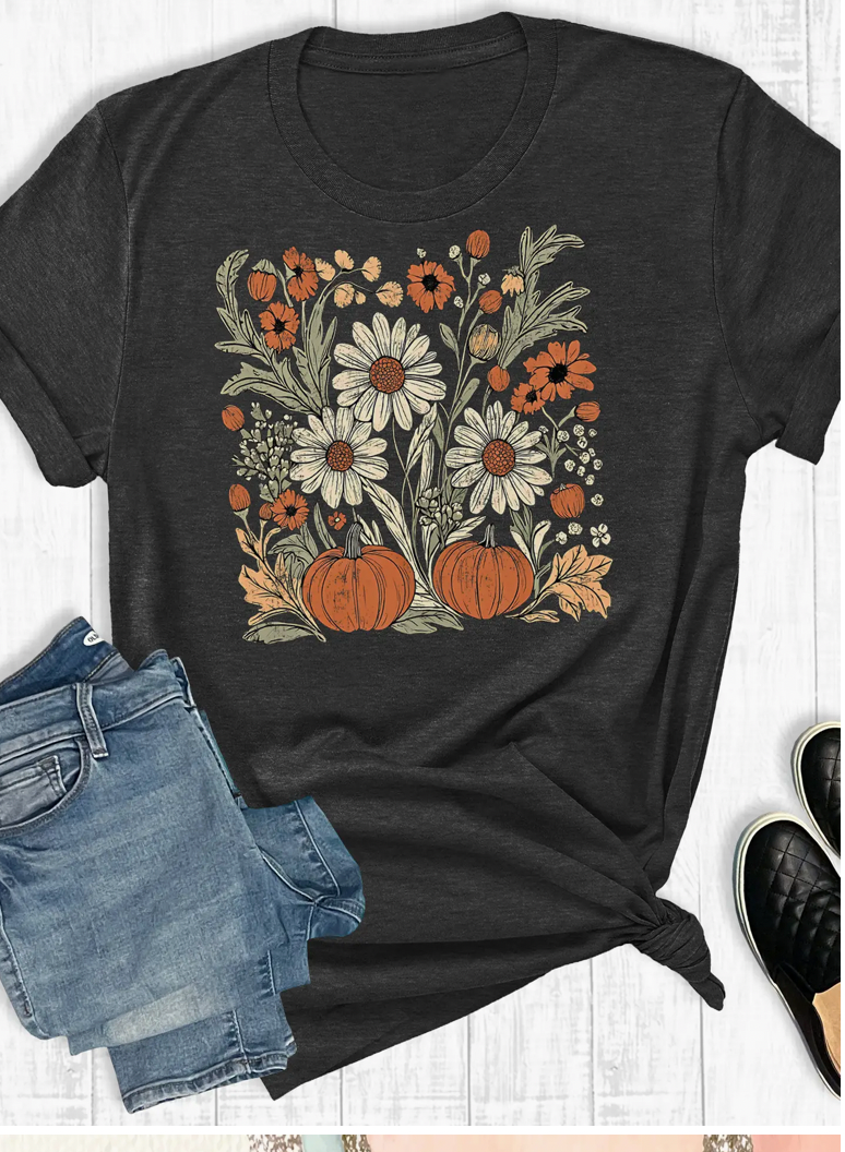 Retro Boho Floral Fall T-Shirt