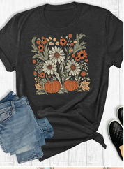 Retro Boho Floral Fall T-Shirt