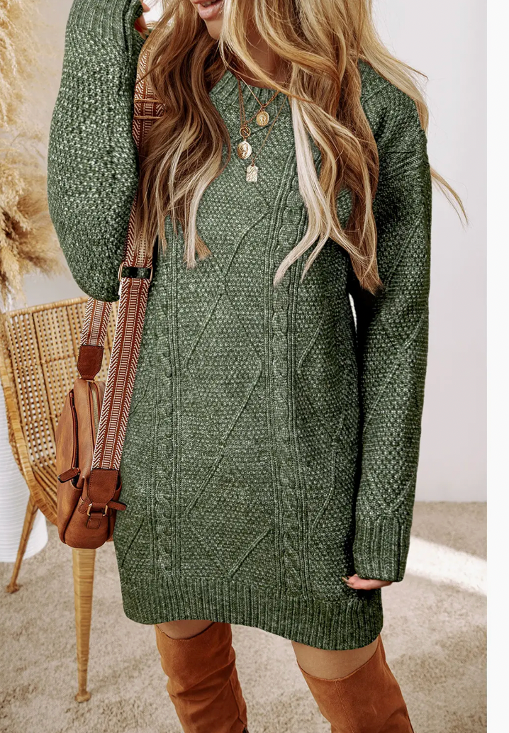 Grace Cable Knit Loose Fit Sweater Dress
