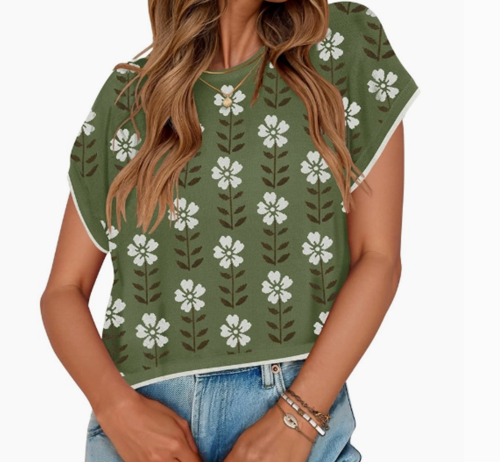 Retro Floral Knit Sleeveless Sweater