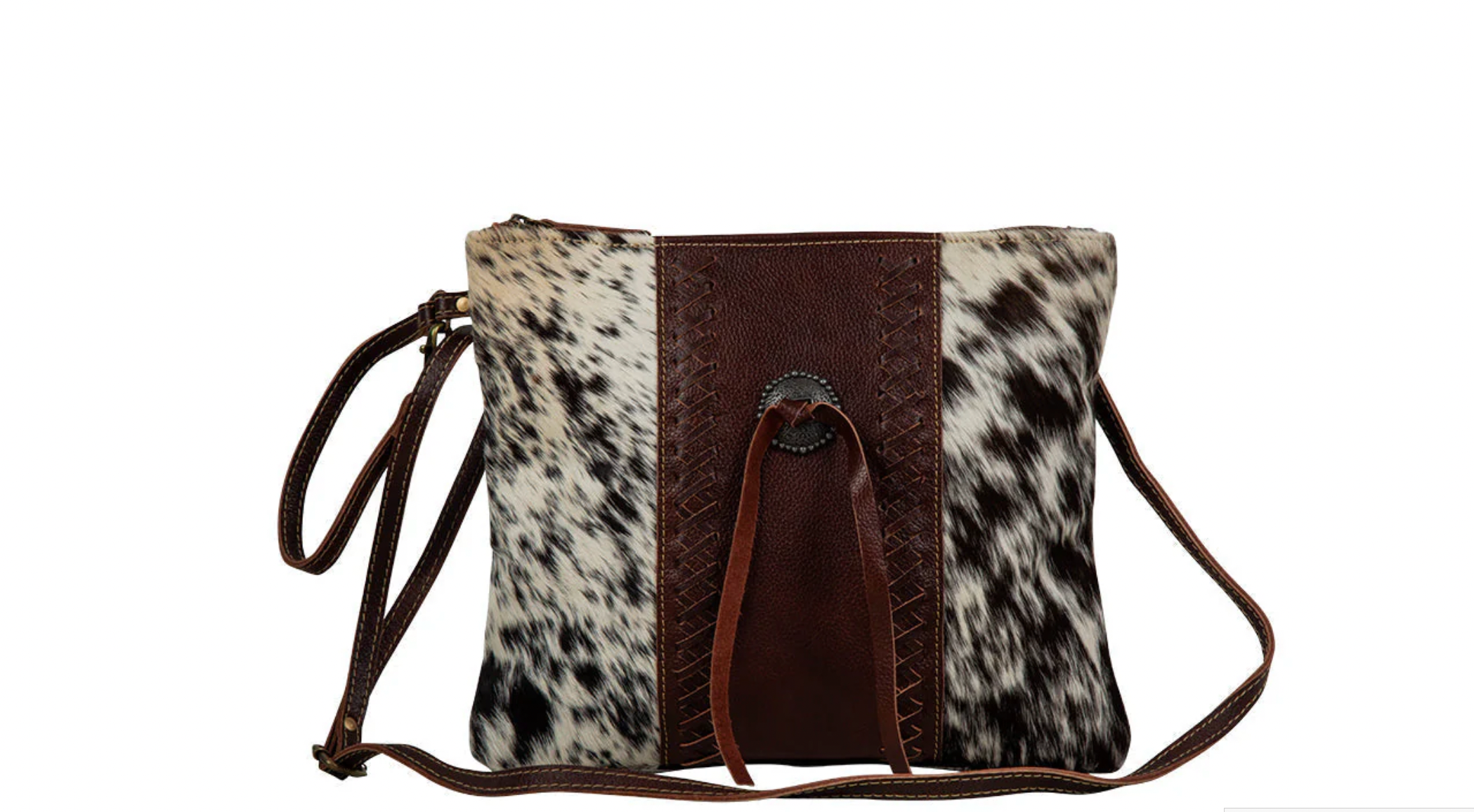 Rosalinda Cross Stitched Leather and Hairon Bag