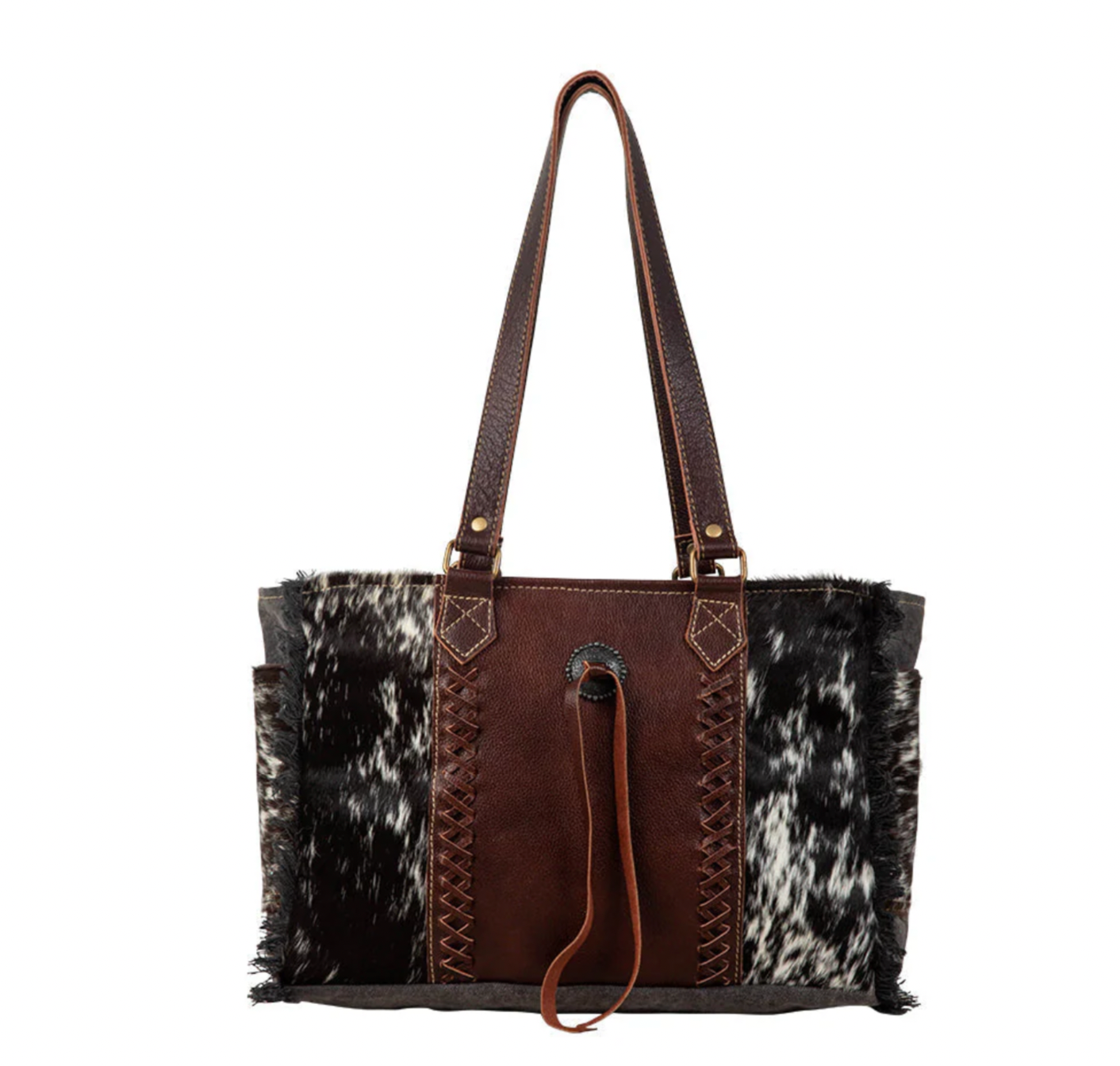 Rosalinda Cross Stitched Hairon and Canvas Bag