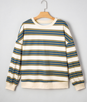 Coastal Coffee Striped Crew Pullover