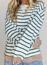 Green With Envy Striped Cozy Crewneck