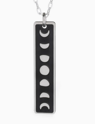 Moon Phases Vertical Skinny Bar Necklace