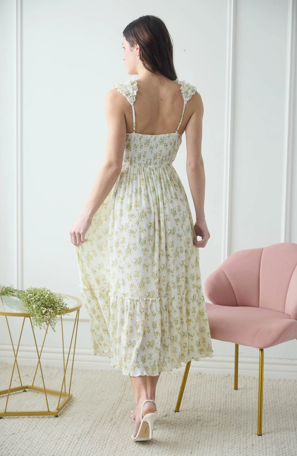 Floral Wrap Ruffle Sleeveless Maxi Dress