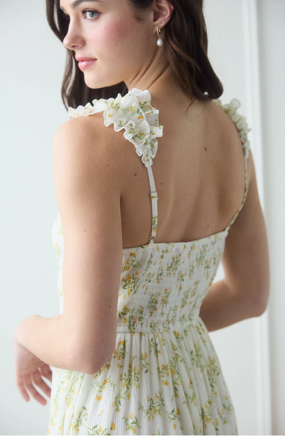 Floral Wrap Ruffle Sleeveless Maxi Dress
