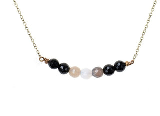 Black Onyx Natural Agate Brass Necklace - Three Blessed Gems