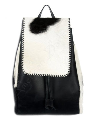 Black & White Cowhide and Leather Concealed Carry Backpack - Three Blessed Gems