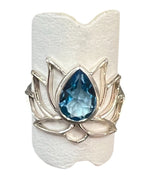 Blue Topaz Sterling Silver Lotus Ring