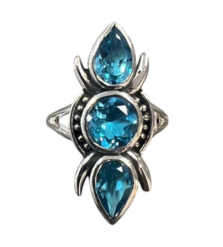 Blue Topaz sterling Silver Ring - Three Blessed Gems