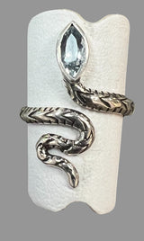 Blue Topaz Sterling Silver Snake Ring