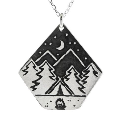 Campfire Night Large Silver Necklace - Three Blessed Gems