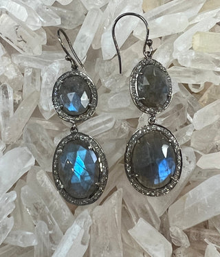 Celeste Diamond Gemstone Earrings - Three Blessed Gems