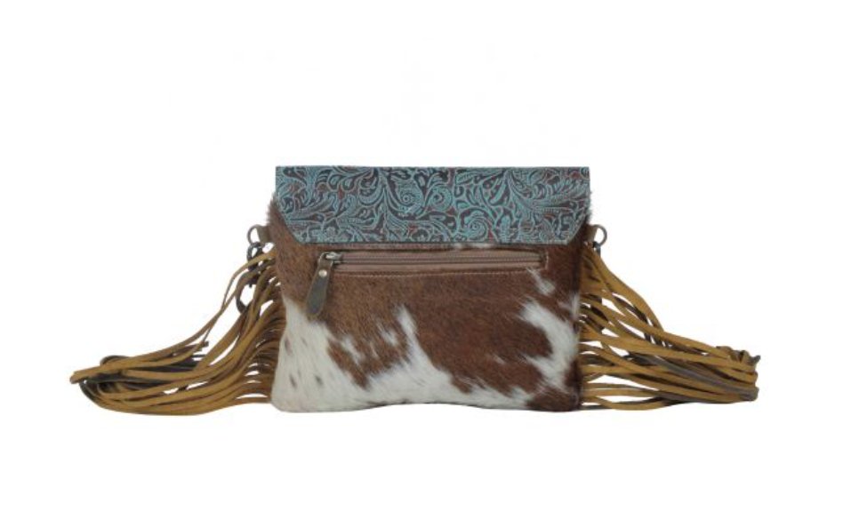 Cerulean Vines Leather Cowhide Bag - Three Blessed Gems