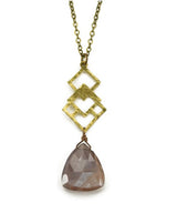 Coffee Moonstone Geometric Brass Necklace