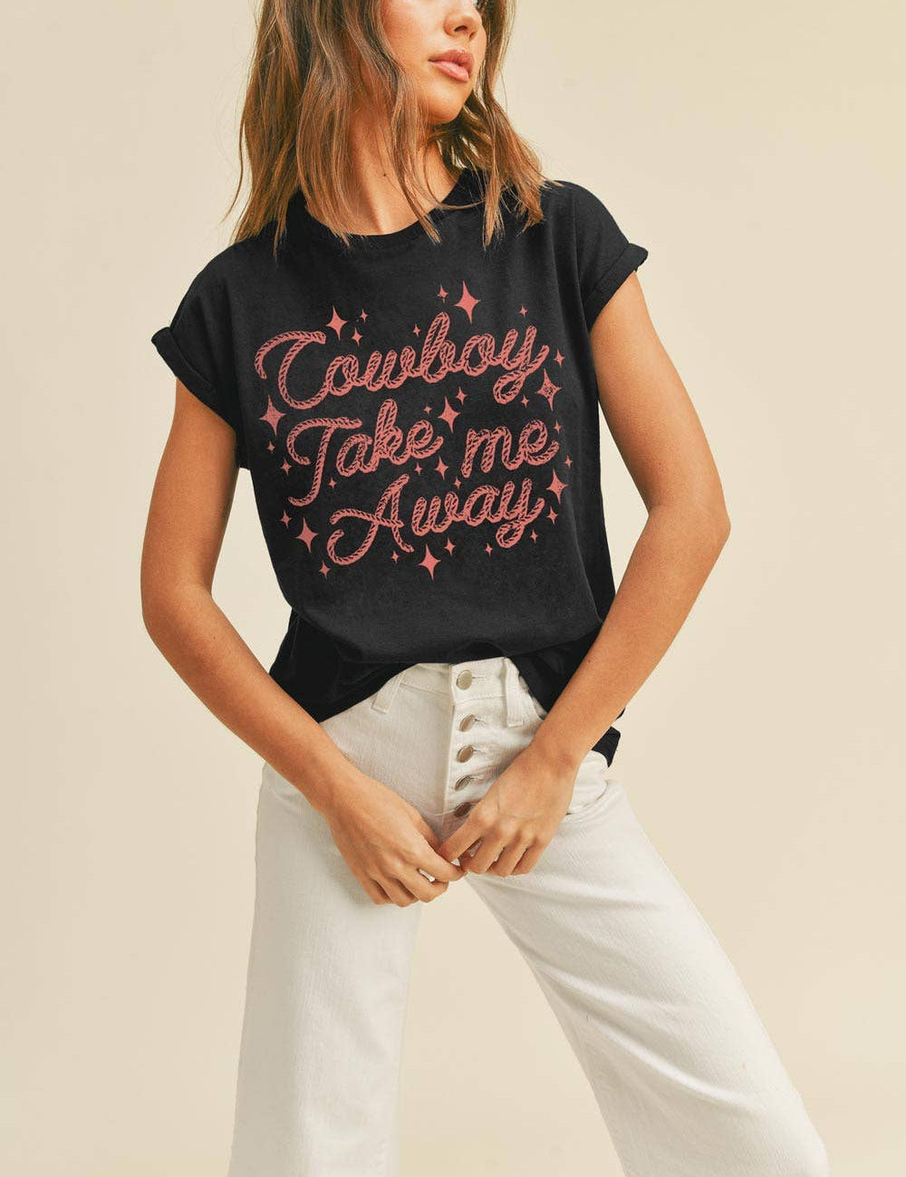 Cowboy Take Me Away Graphic Top - Three Blessed Gems