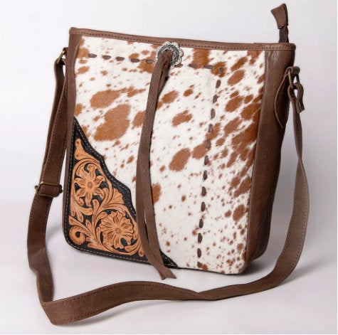 Cowhide Hand Tooled Bag - Three Blessed Gems