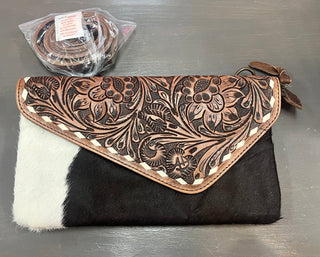Cowhide Hand Tooled Leather Bag - Three Blessed Gems