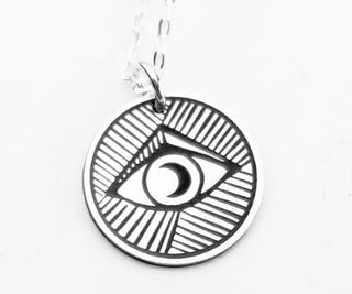 Evil Eye Silver Necklace - Three Blessed Gems