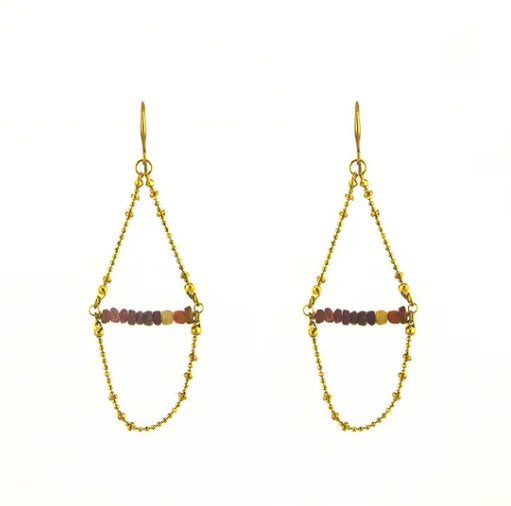 Gemstone Fancy Drape Earring - Three Blessed Gems