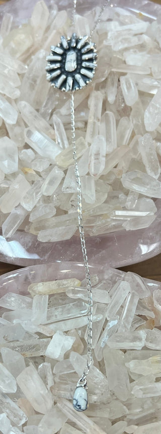 Gemstone Silver Lariat Necklace - Three Blessed Gems