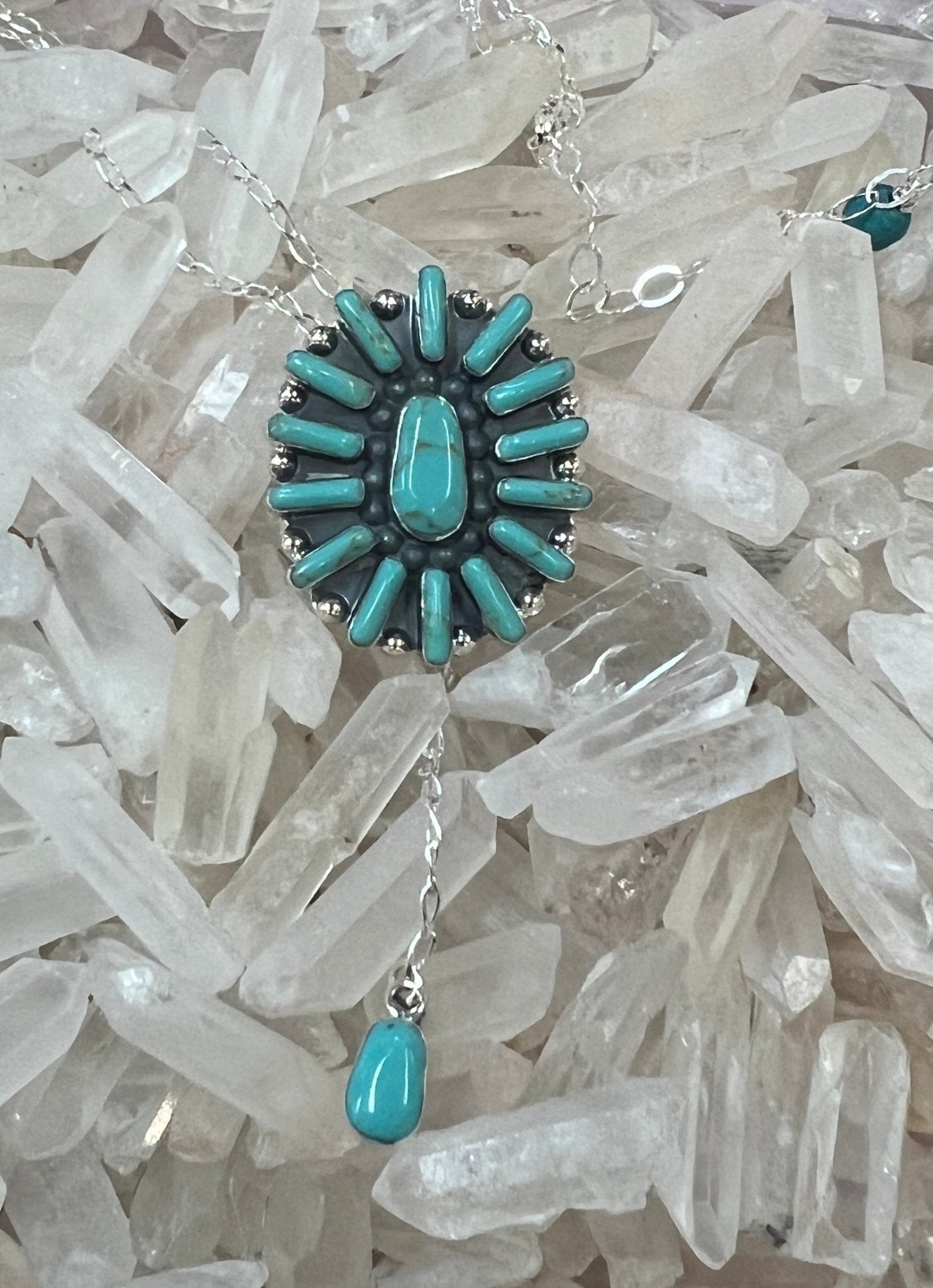 Gemstone Silver Lariat Necklace - Three Blessed Gems