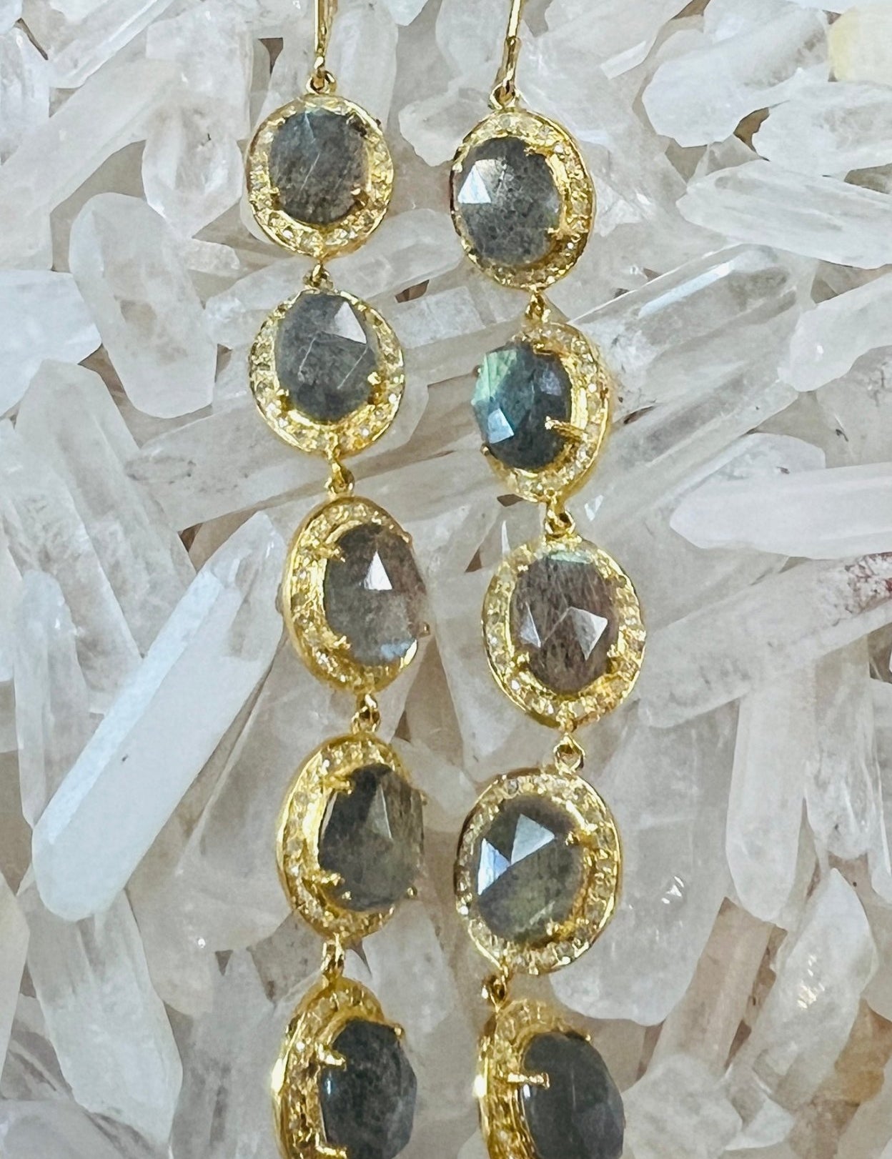 Giselle Diamond and Stone Earring - Three Blessed Gems