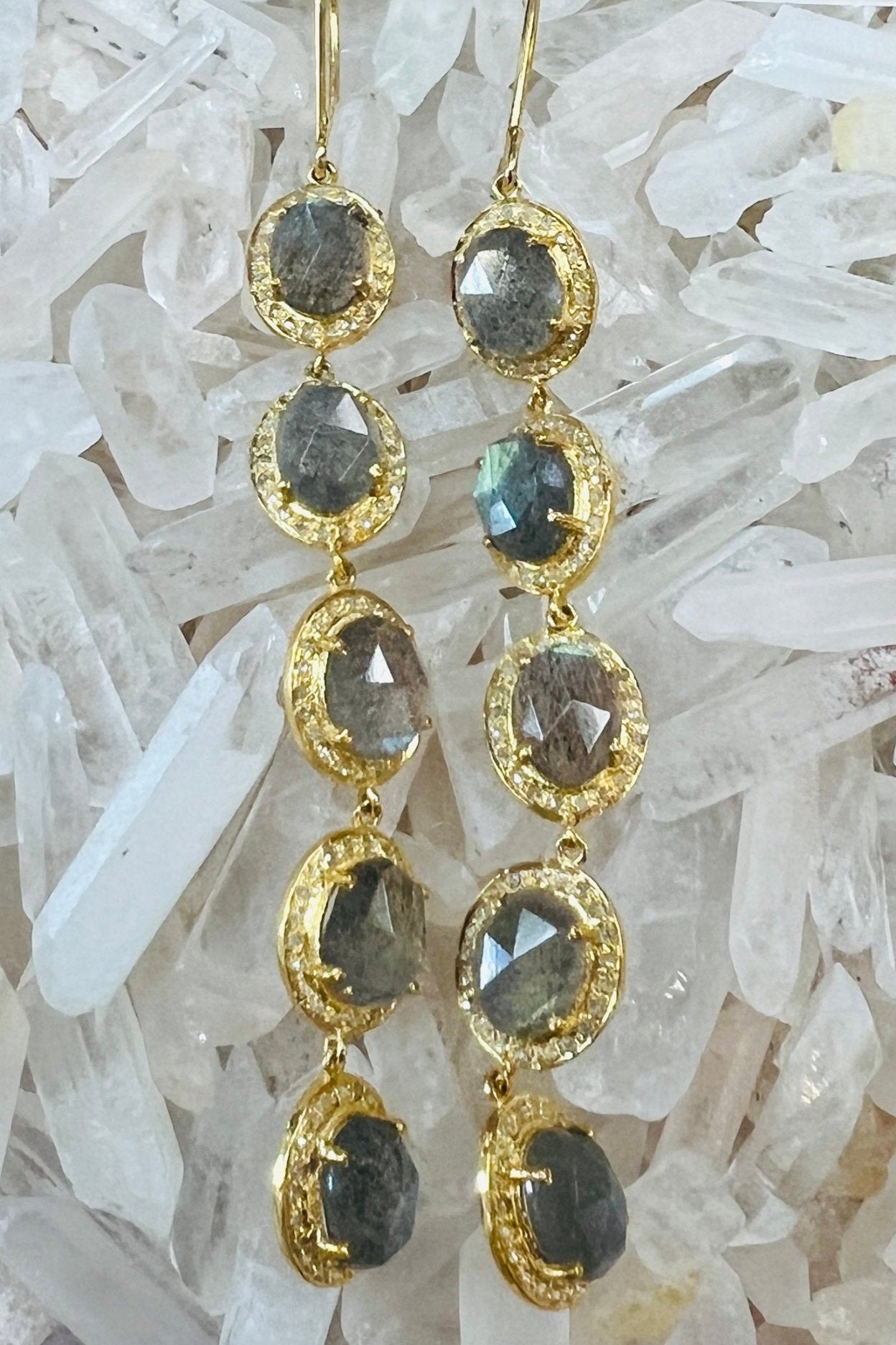 Giselle Diamond and Stone Earring - Three Blessed Gems