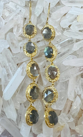 Giselle Diamond and Stone Earring - Three Blessed Gems