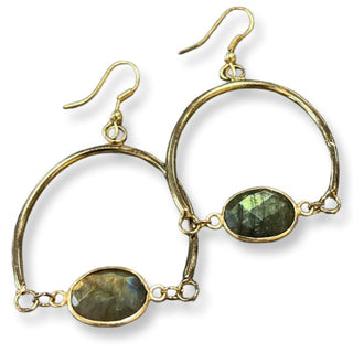 Gold Over Brass Labradorite Earring - Three Blessed Gems