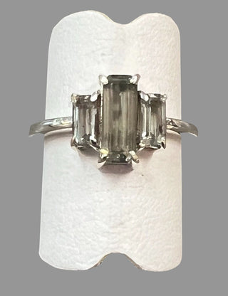 Green Amethyst Sterling Silver Ring - Three Blessed Gems