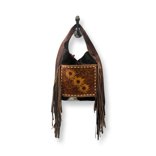 Hand Tooled Leather Sunflower Cowhide Bag - Three Blessed Gems