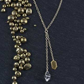 Herkimer and Diamond Point Double Chain Necklace - Three Blessed Gems