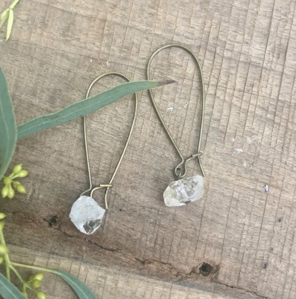 Herkimer Diamond Wire Earrings - Three Blessed Gems