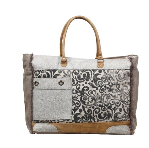 Hide & Floral Print Weekend Bag - Three Blessed Gems