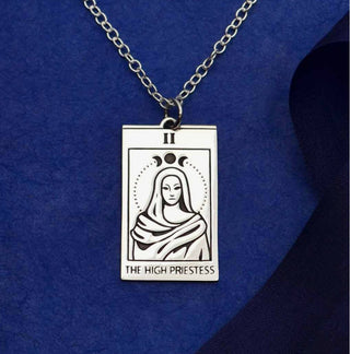 High Priestess Tarot Card Necklace - Three Blessed Gems