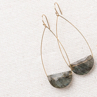 Labradorite Half Moon Gemstone Earrings - Three Blessed Gems