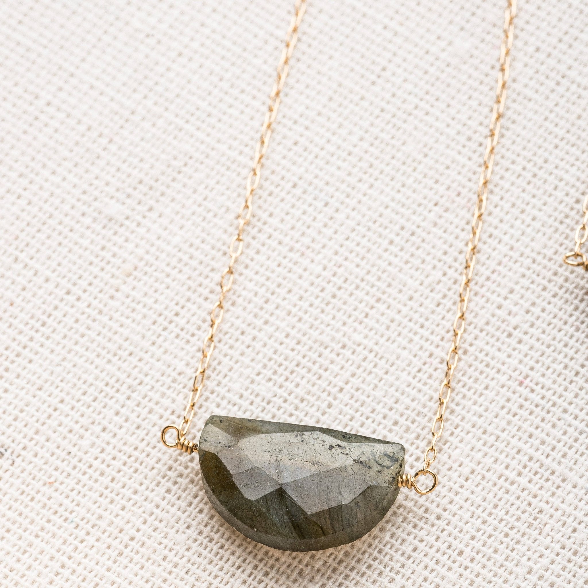 Labradorite Half Moon Gemstone Necklace - Three Blessed Gems