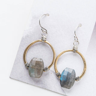 Labradorite Horseshoe Earrings - Three Blessed Gems