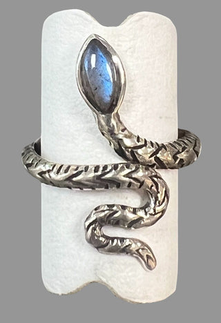 Labradorite Sterling Silver Snake Ring - Three Blessed Gems